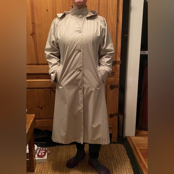 Women's Vintage 80's Elan hooded Trench Coat - champagne color - size 10 - Picture 6 of 15